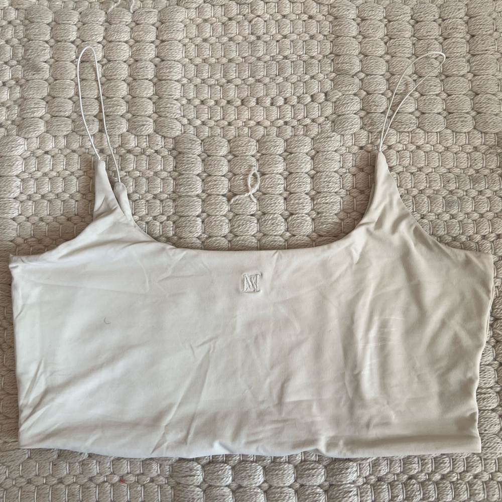 Meshki White Cream Fitted Crop Top